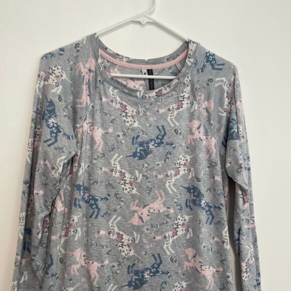 JACLYN INTIMATES Whisperluxe Gray Pink Unicorn 3/4 Sleeve Nightgown Pajamas PJs - Picture 2 of 12
